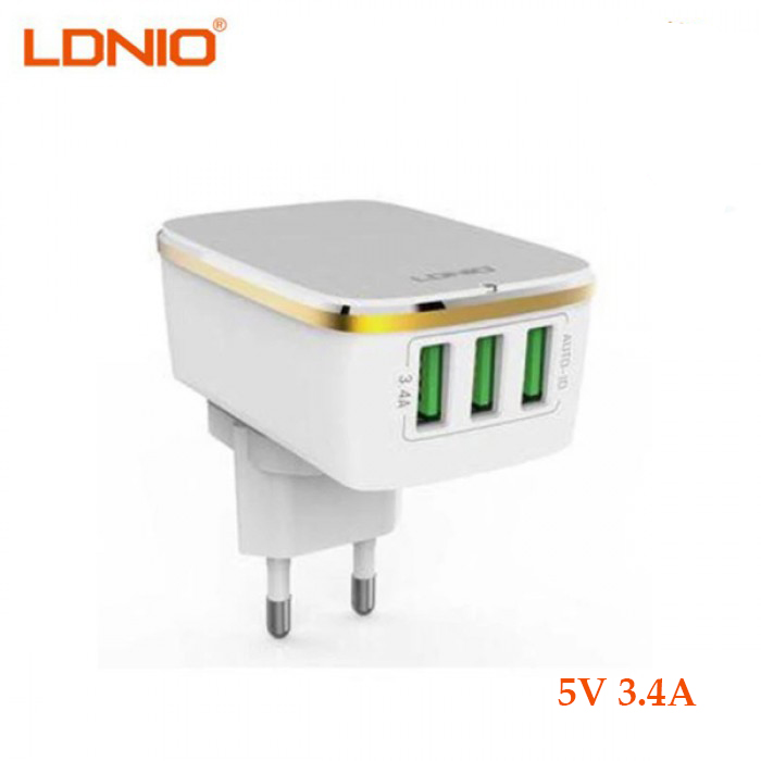 thumbnail image 2 of Cellong 3-Port USB LED Night Light Wall Charger Adapter – 3.4A Total 2 of 6