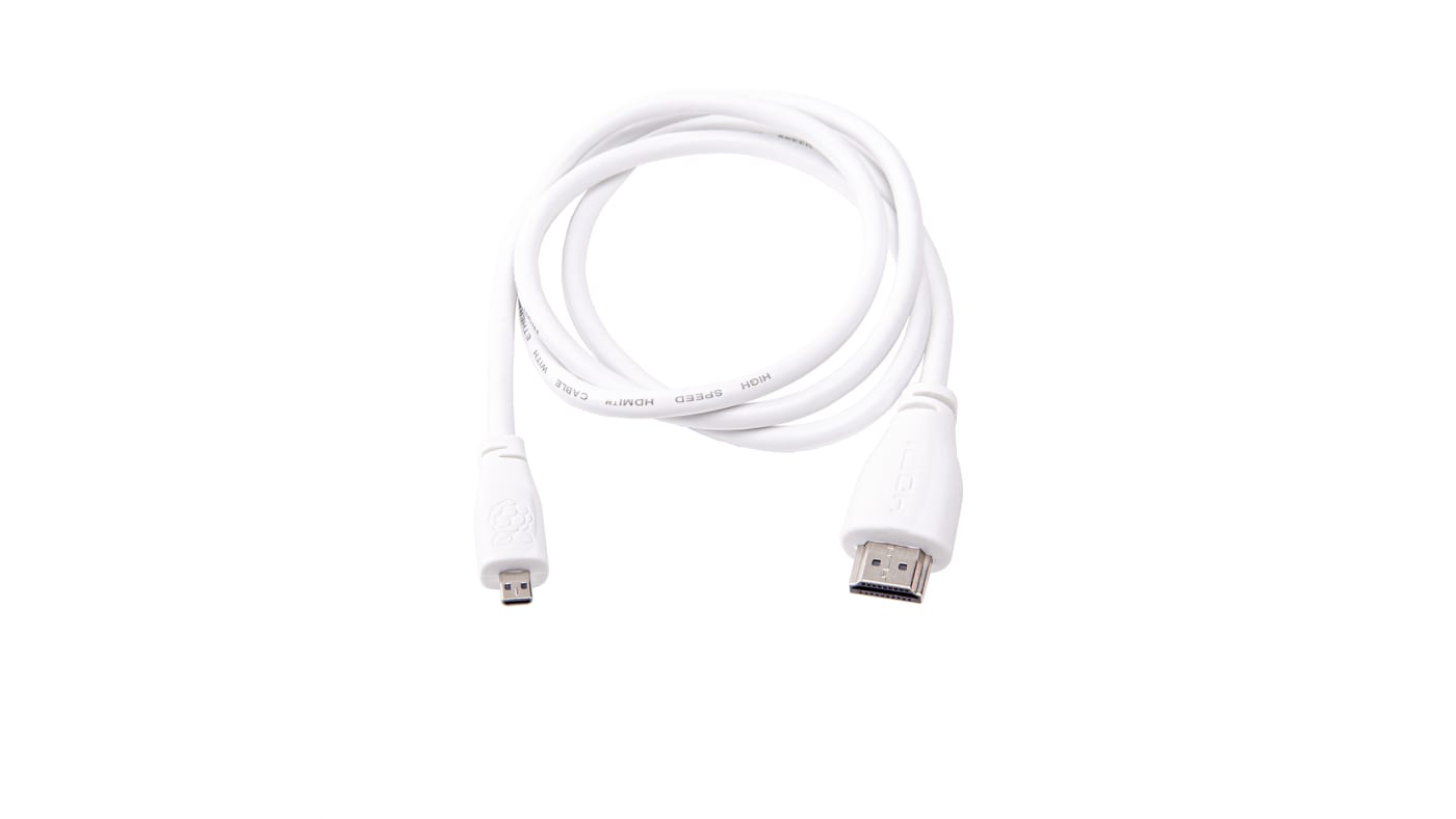 Official Raspberry Pi Micro HDMI Cable - 1m - White •